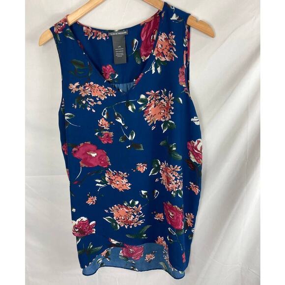 Chelsea & Theodore Floral Print Sleeveless Hi Lo Top Size Large - Picture 1 of 6